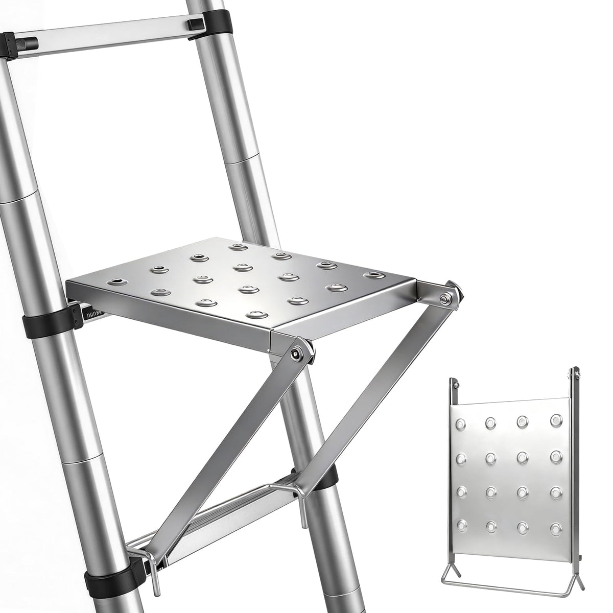 Innvist Ladder Platform for Standing, Extension Ladder Work Platform, Foldable Anti-Slip Ladder Platform Accessory for Paint and Tool, Ladder Step Attachment Project Tray, Alloy Steel Holds 400lbs