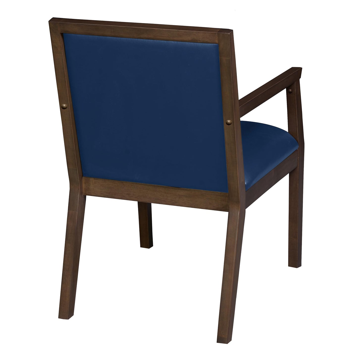 Romig Regent WallGuard Guest & Reception Waiting Room Wood Side Chair - Neo Walnut/Navy Blue Vinyl
