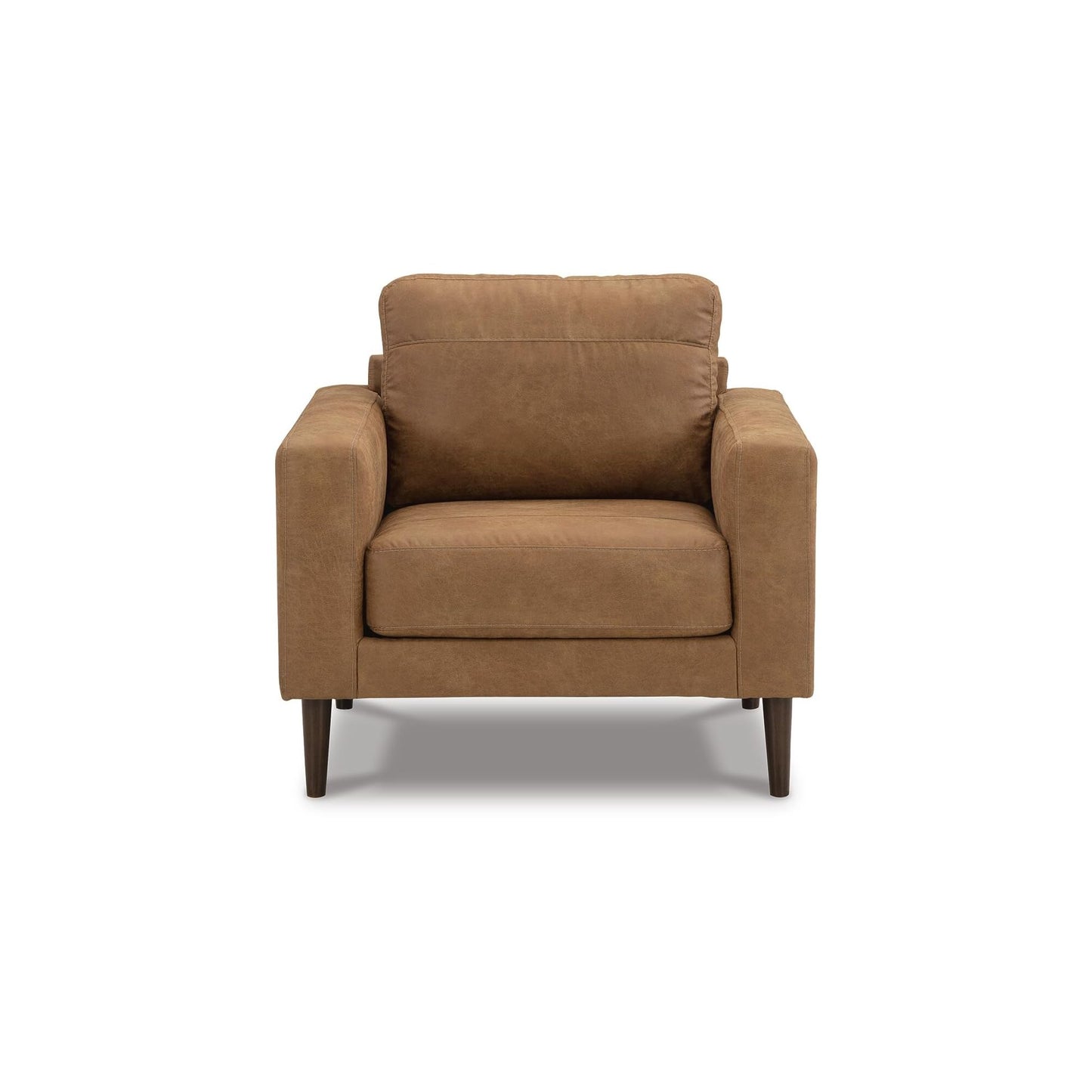 Signature Design by Ashley Telora Contemporary Faux Leather Chair with Loose Cushions, Light Brown