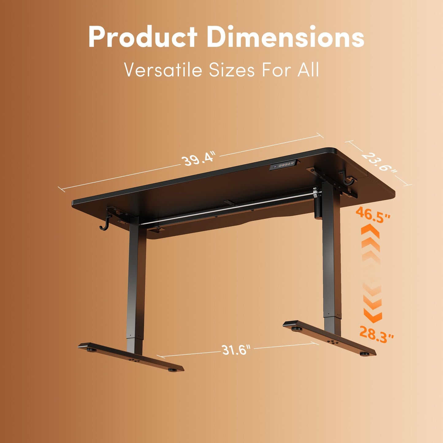 FEZIBO 40 x 24 Inches Electric Standing Desk Adjustable Height, 3 Memory Height Settings, Sit Stand Up Desk for Home Office & Computer Workstation, Black