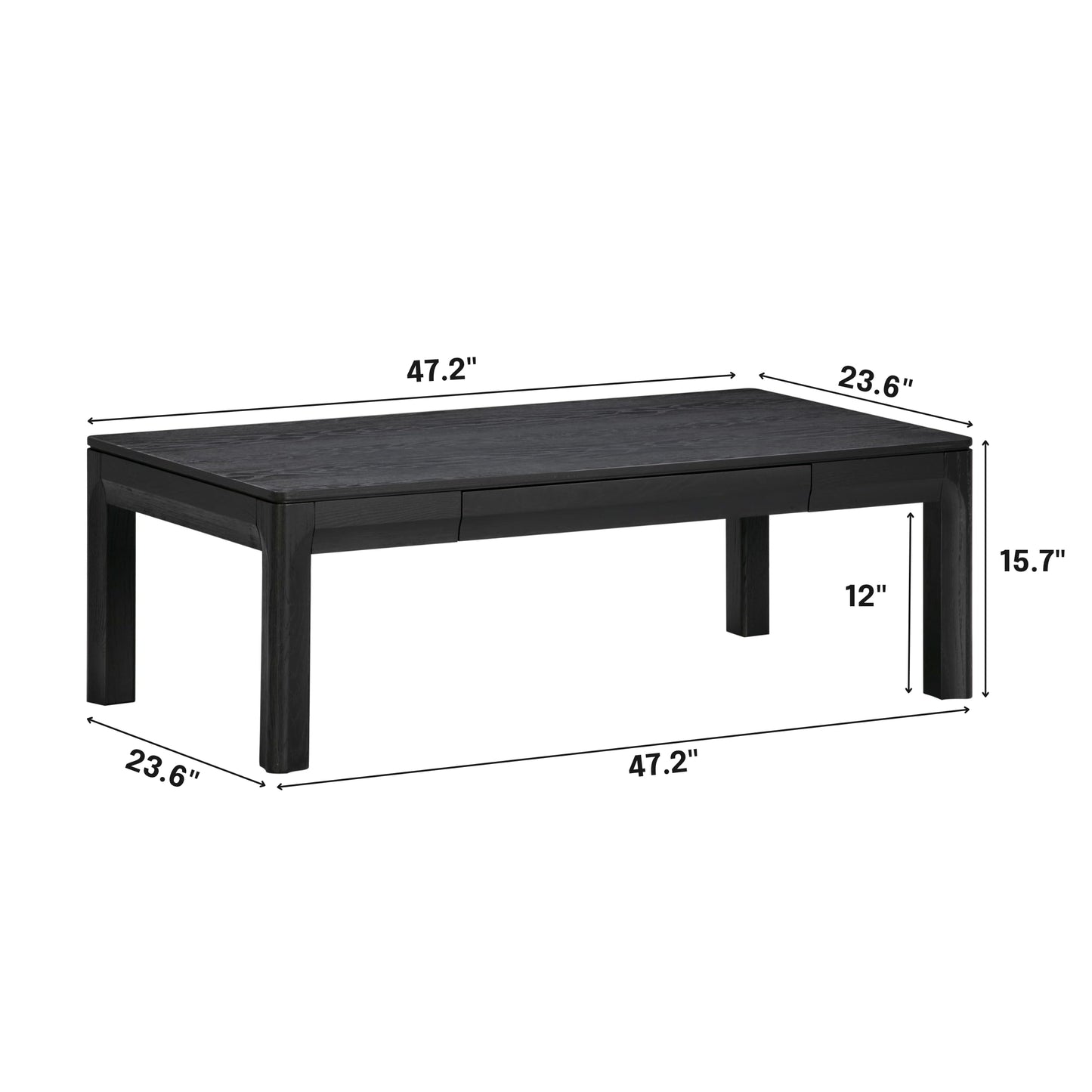 NTC Flow Modern Wooden Rectangle Coffee Table with Hidden Drawer – Waterproof & Heat Resistant, Burnt Black