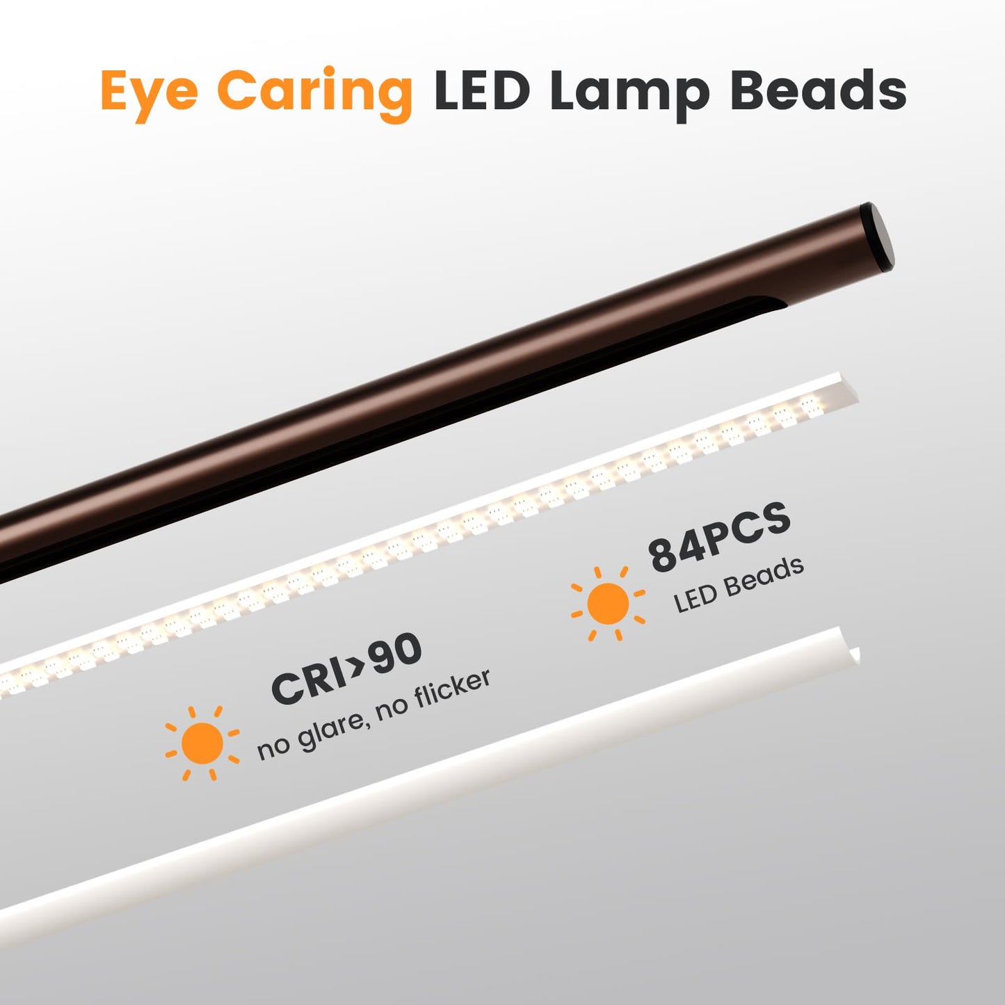 ALFELE Brown LED Desk Lamp - 16" Foldable Metal Desk Light with Base, 15W, 1200LM, Dimmable Color Changing Table Lamp for Reading Study, Modern Table Lamp for Home Office Laptop College Dorm