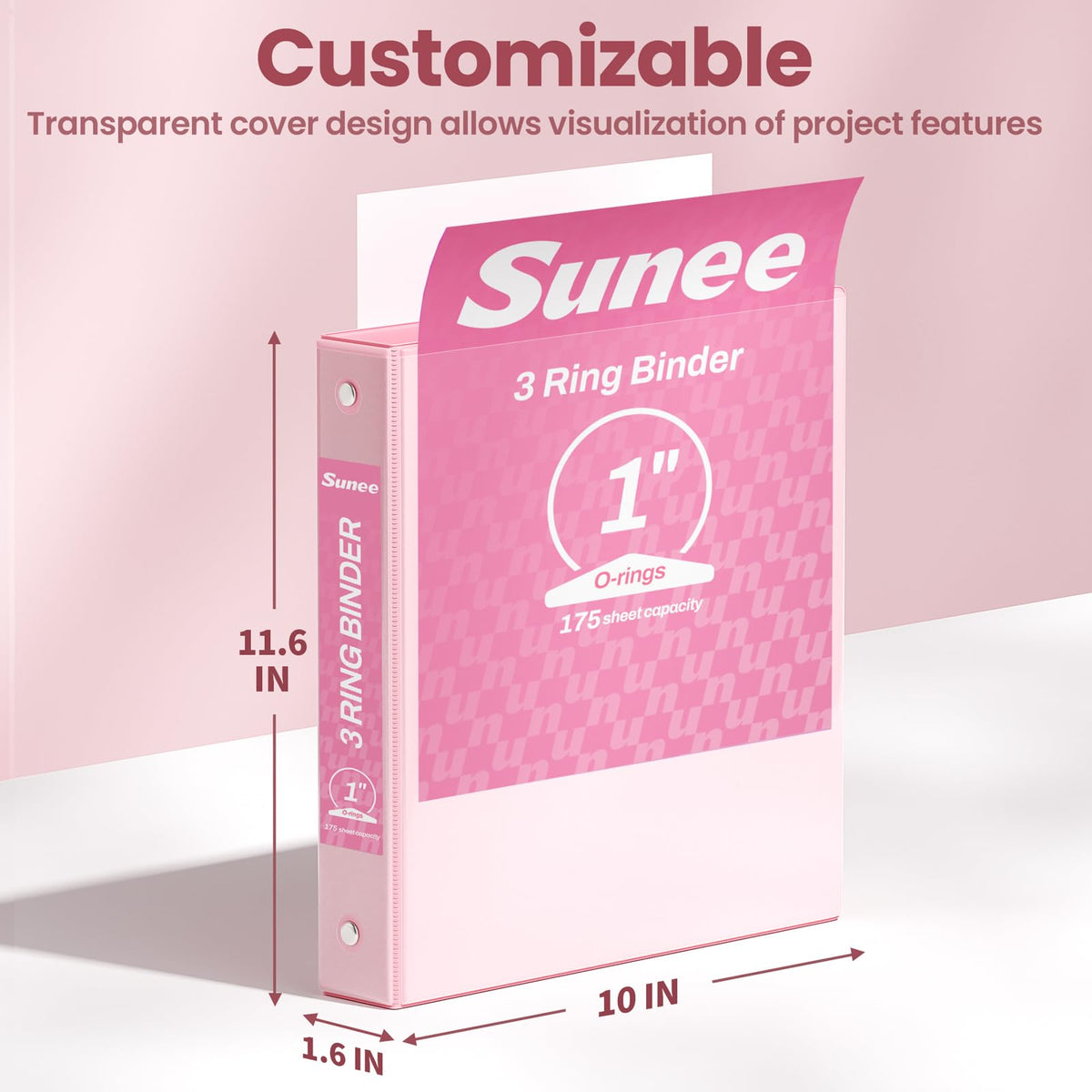 SUNEE 3 Ring Binder 1 Inch 2 Pack, Clear View Binder Three Ring PVC-Free (Fit 8.5x11 Inches) for School or Office Supplies, Pink & Blue