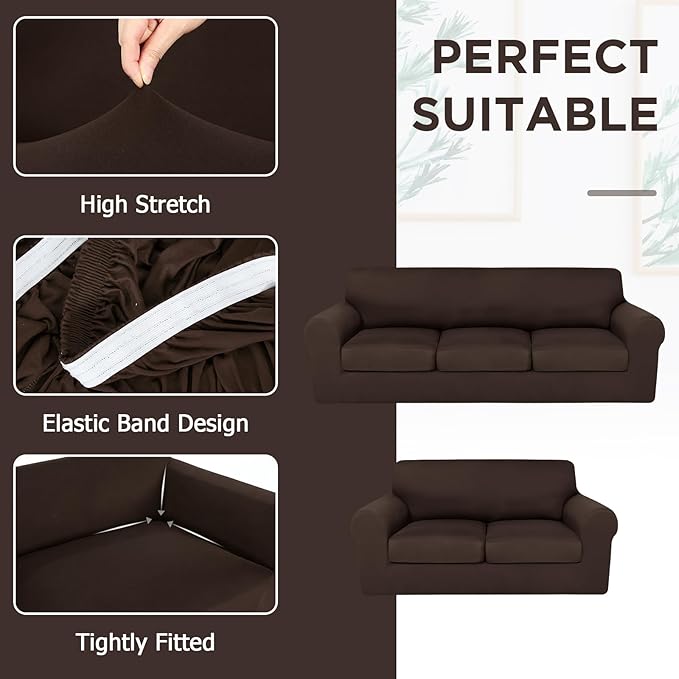 HunnmingRe Sofa Covers for 3 Cushion Couch Stretch Sofa and Loveseat Covers Set