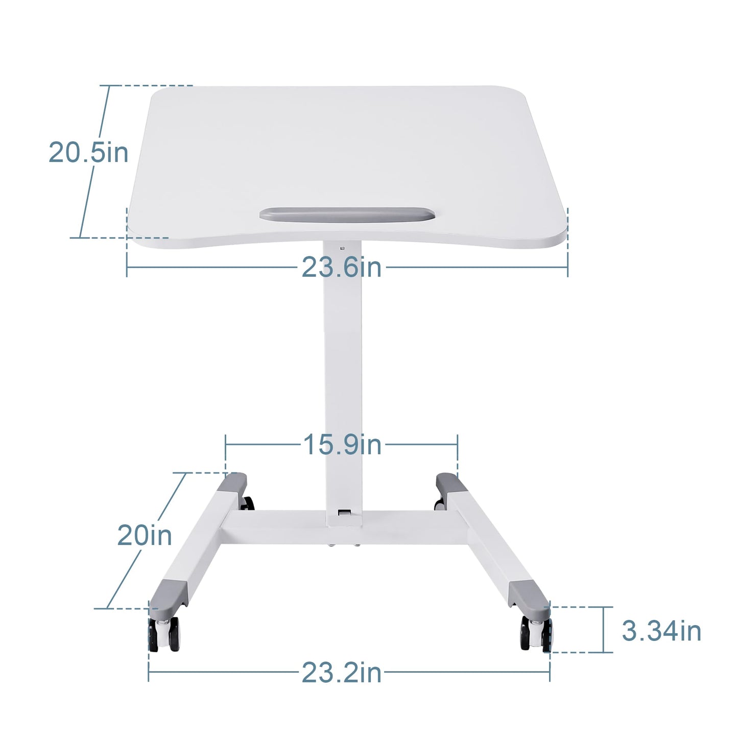 Fromann Mobile Standing Podium Desk Laptop Sit to Stand Height Adjustable Workstation with Wheels,Gas Spring Lift Mechanism Desk (White)