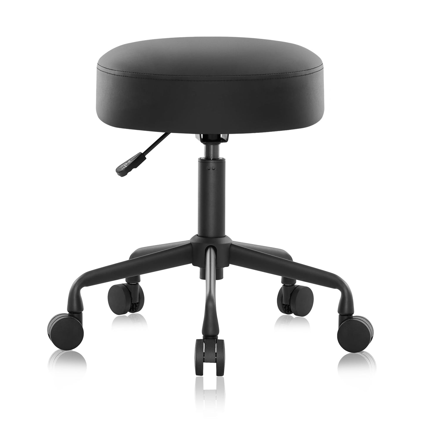 DR.LOMILOMI Heavy Duty Extra Wide Thick Cushion Seat Adjustable Height Swivel Rolling Stool for Dental Clinic, Salon, Office, and Bar - NAIA 502 (Black, Standard)
