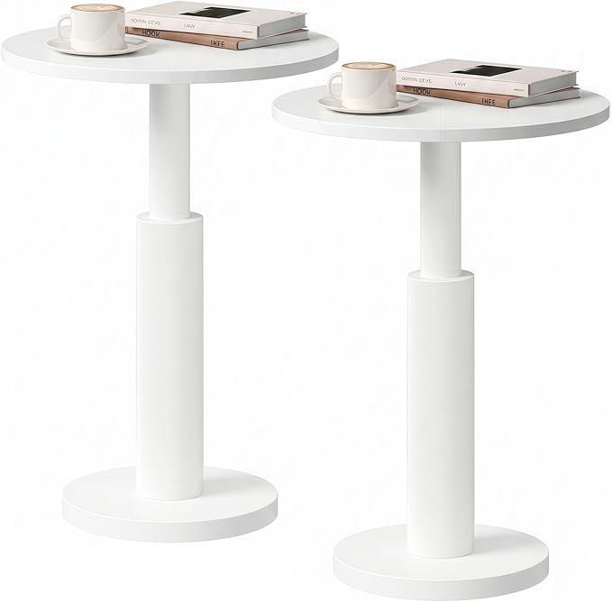 LAATOOREE Round Side Tables Set of 2, Pedestal Drink Table, Spacious Top