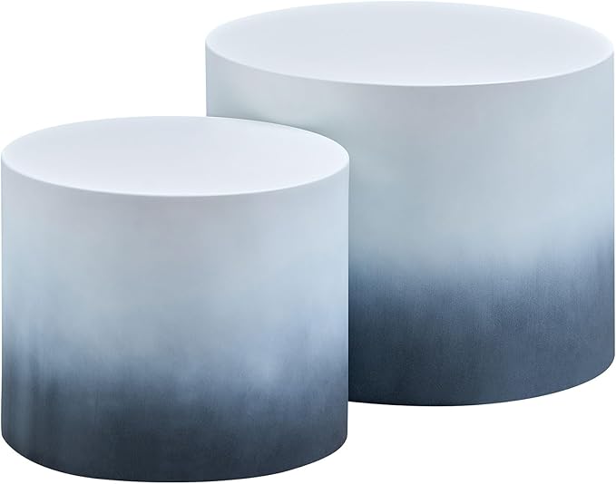 Small Round Coffee Table Nesting End Table Set of 2, MDF Side Circle Accent