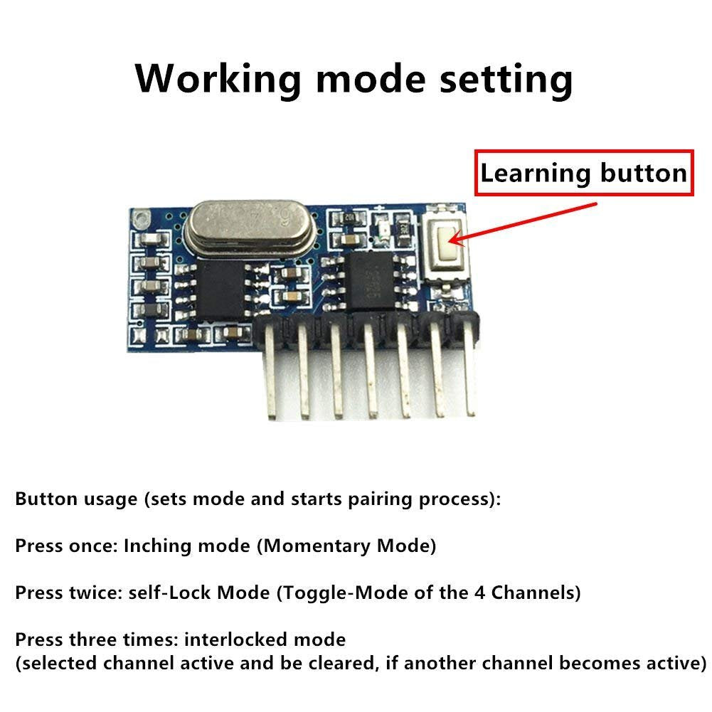QIACHIP 10 Pack Wireless 433Mhz RF Module Receiver and Transmitter Remote Control Built-in Learning Code 1527 Decoding 4 Channel Output (Transmitter and Receiver kit)