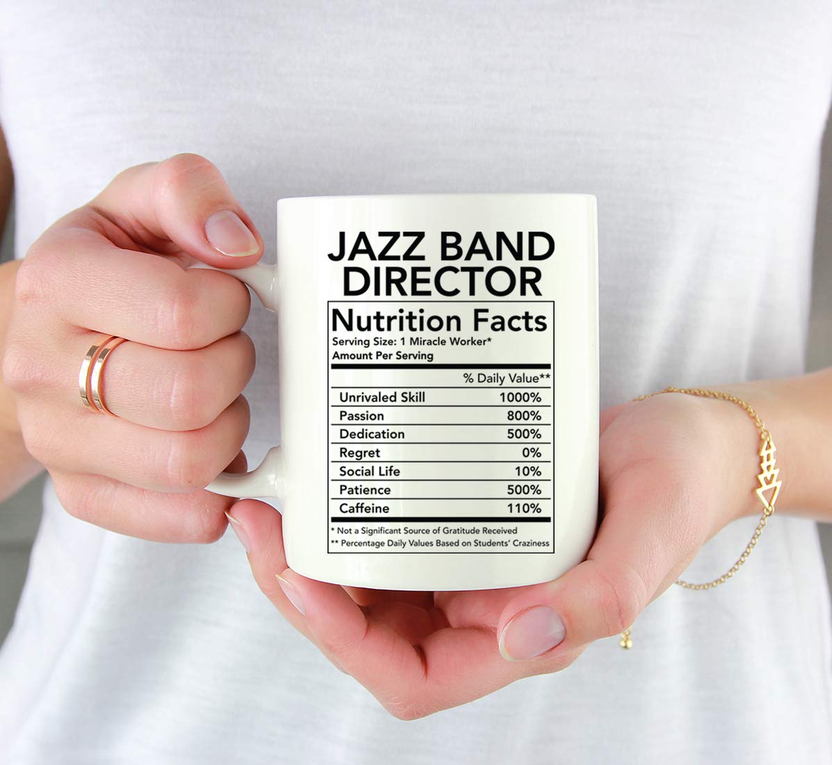 Andaz Press Funny 11oz. Ceramic Coffee Tea Mug Thank You Gift, Jazz Band Director Nutritional Facts, 1-Pack