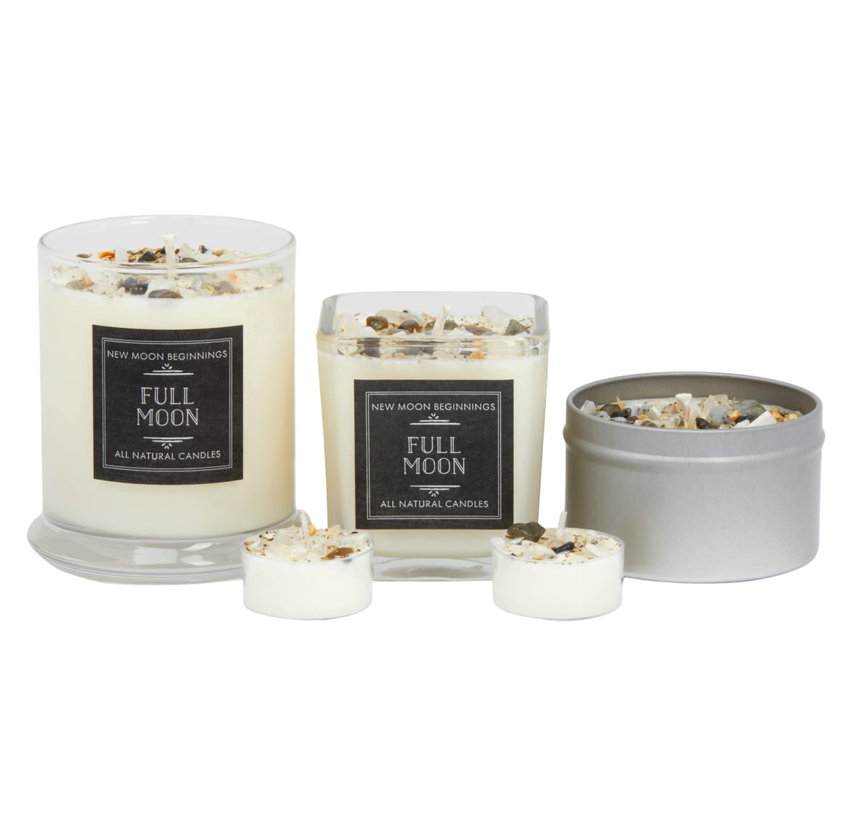 New Moon Beginnings Full Moon Candle - Purification & Cleansing Tealight Candle - Set of 6 - Jasmine, Violet, Bergamot Scent
