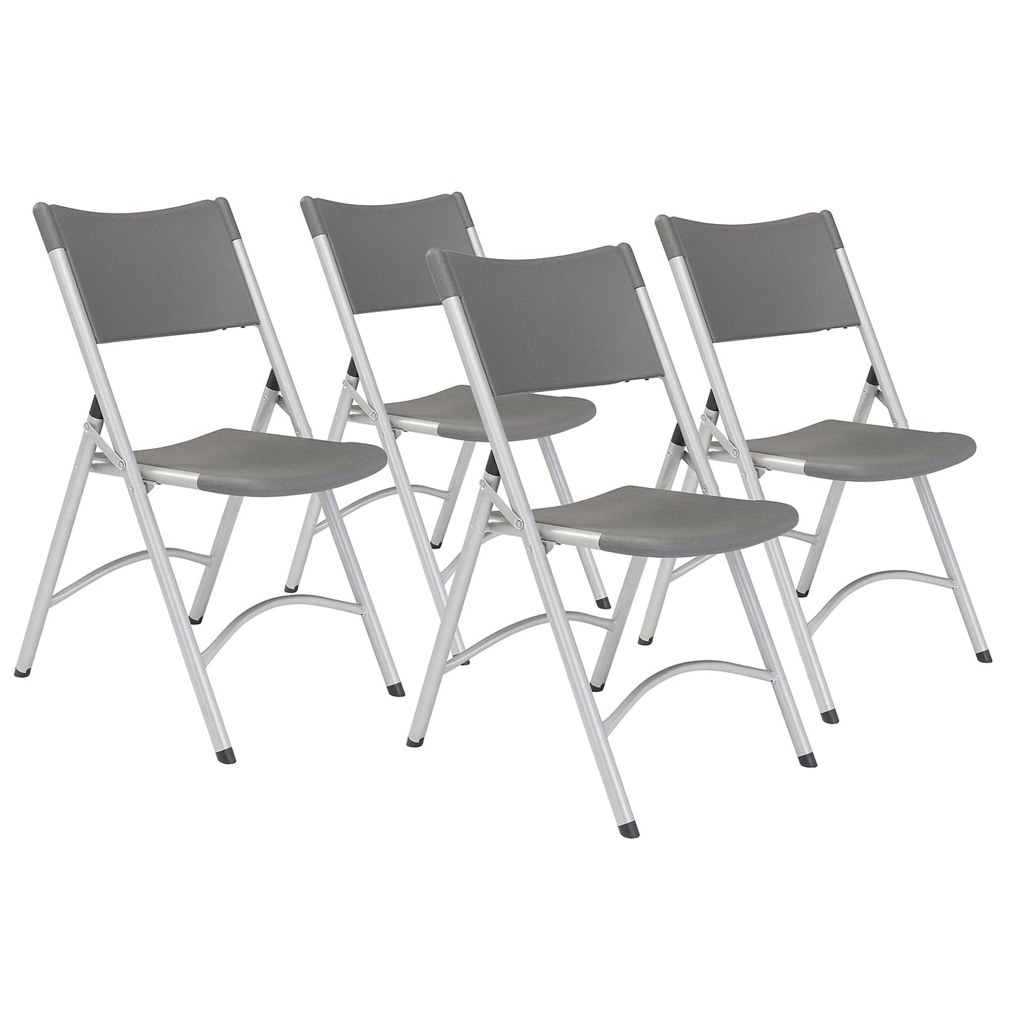 National Public Seating Indoor Outdoor Set of 4 Heavy Duty Blow Molded Folding Chair, Charcoal Slate Plastic