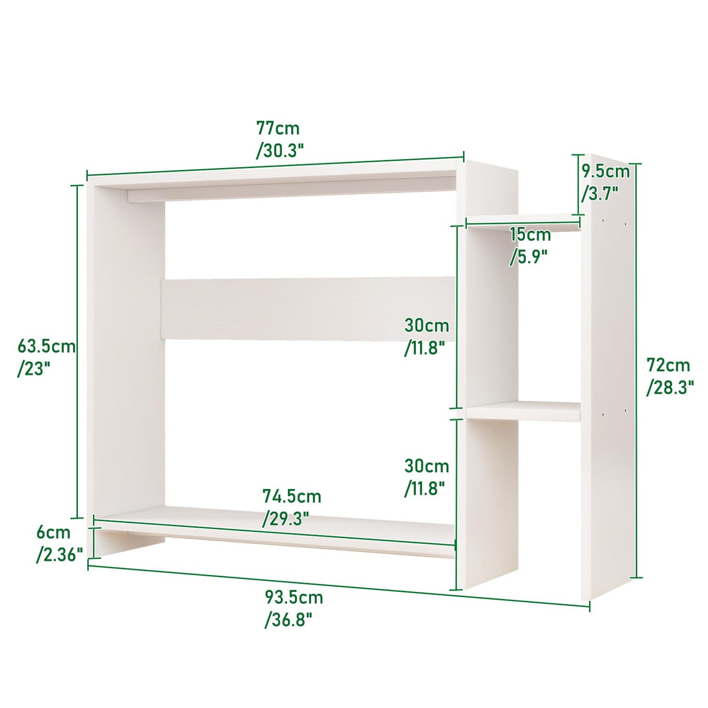 IBUYKE Desktop Bookshelf,36.8" Desktop Organizer Shelf,Wood Desk Hutch for Computer Monitor,Display Shelf for Office Home Dormitory,White TMZ008W