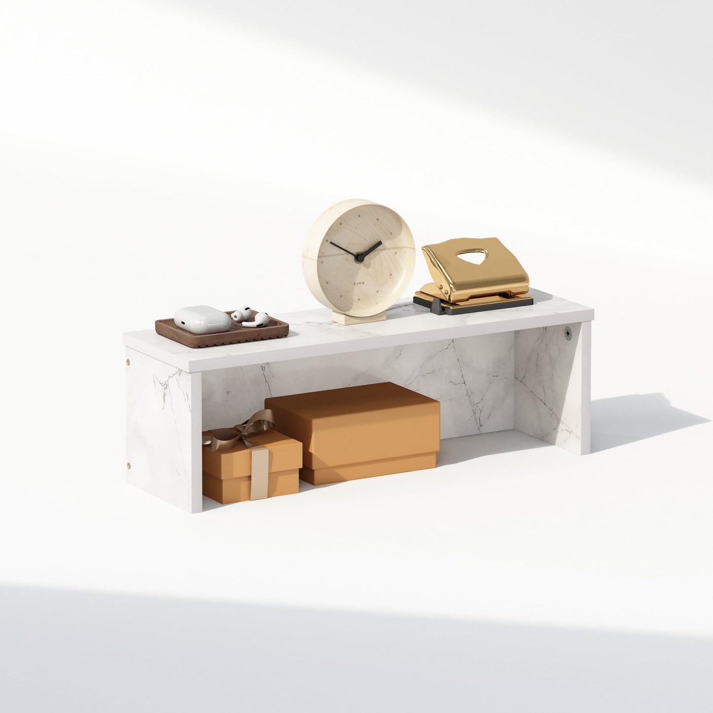 Furinno Classic Desk Organizers and Accessories, 18-Inch Desk Organizer, Desktop Organizer, for Office Supplier, Office Desk Accessories, Marble White