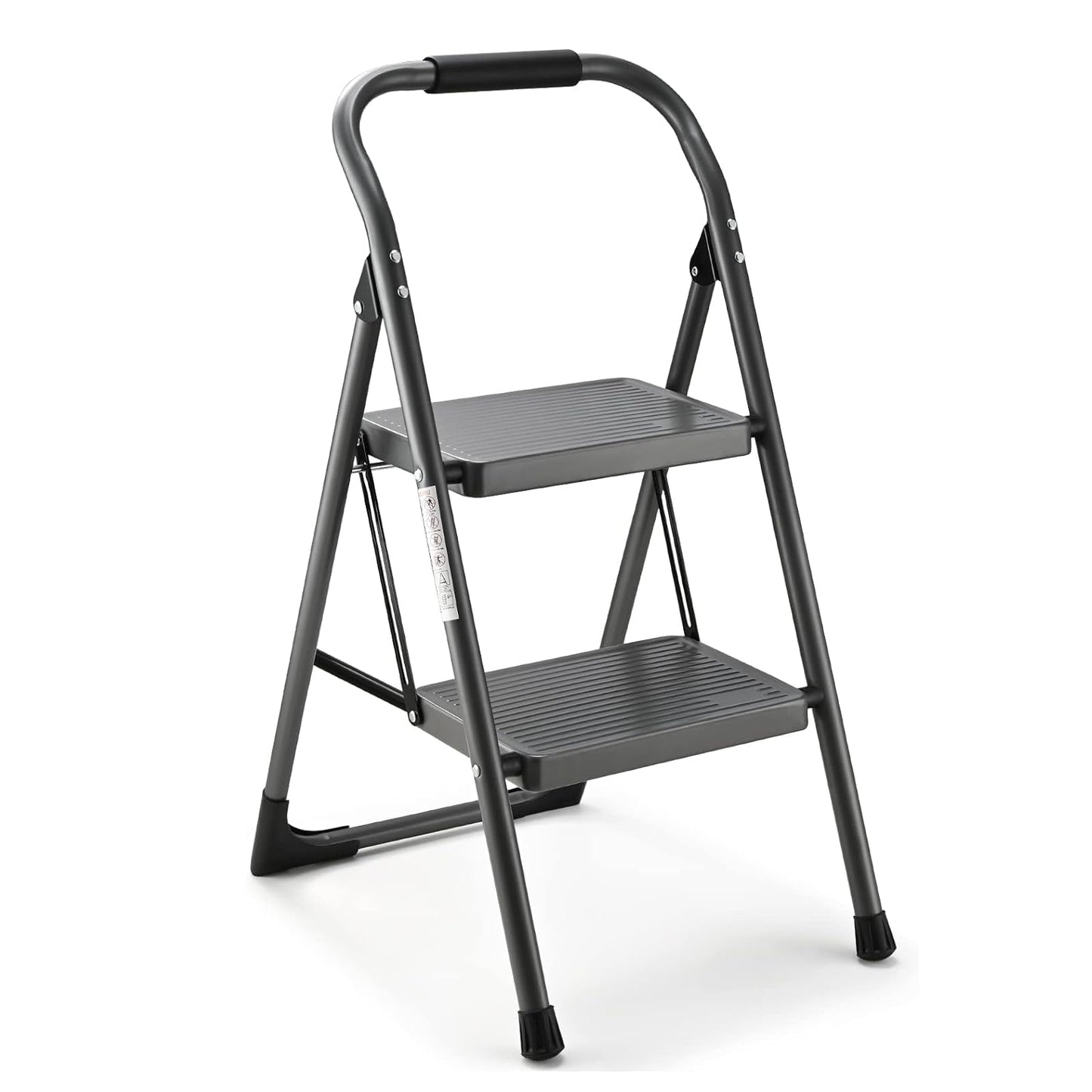 Step Stool for Adults,2 Step Ladder Folding 330lbs Anti Slip Step Stool,Foldable Ergonomic 2 Steel Stool with Wide Pedal for Home, Kitchen, Office (Gray)