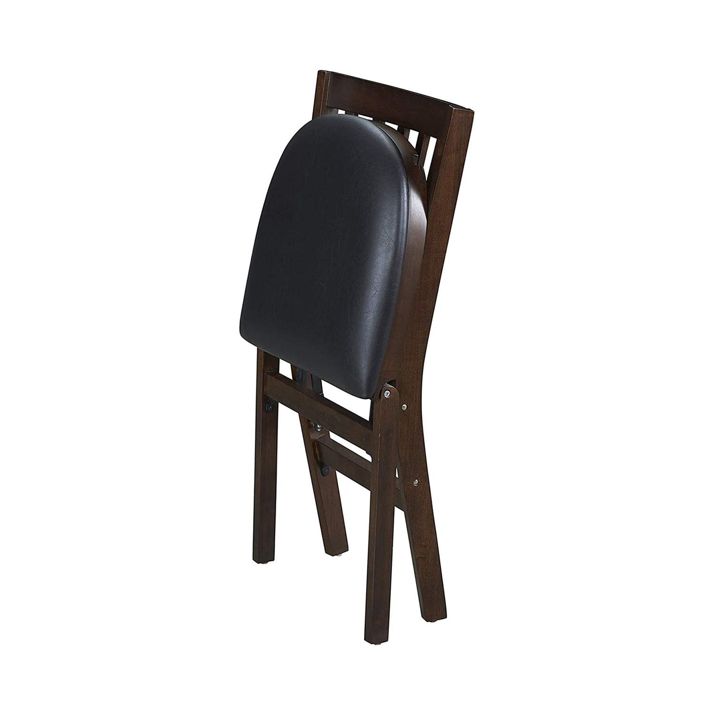 Stakmore Premium Solid Wood Dining Table Compact Folding Chair Set with Fabric Padded Upholstered Seat, Espresso/Black (Set of 2)
