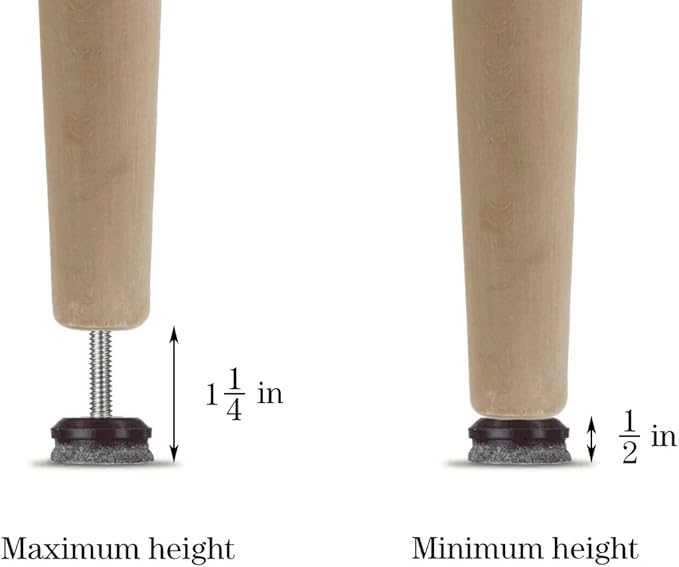 HUAYY 12 Pack Adjustable Furniture Leveling Feet, 1/4-20 Threaded Stem