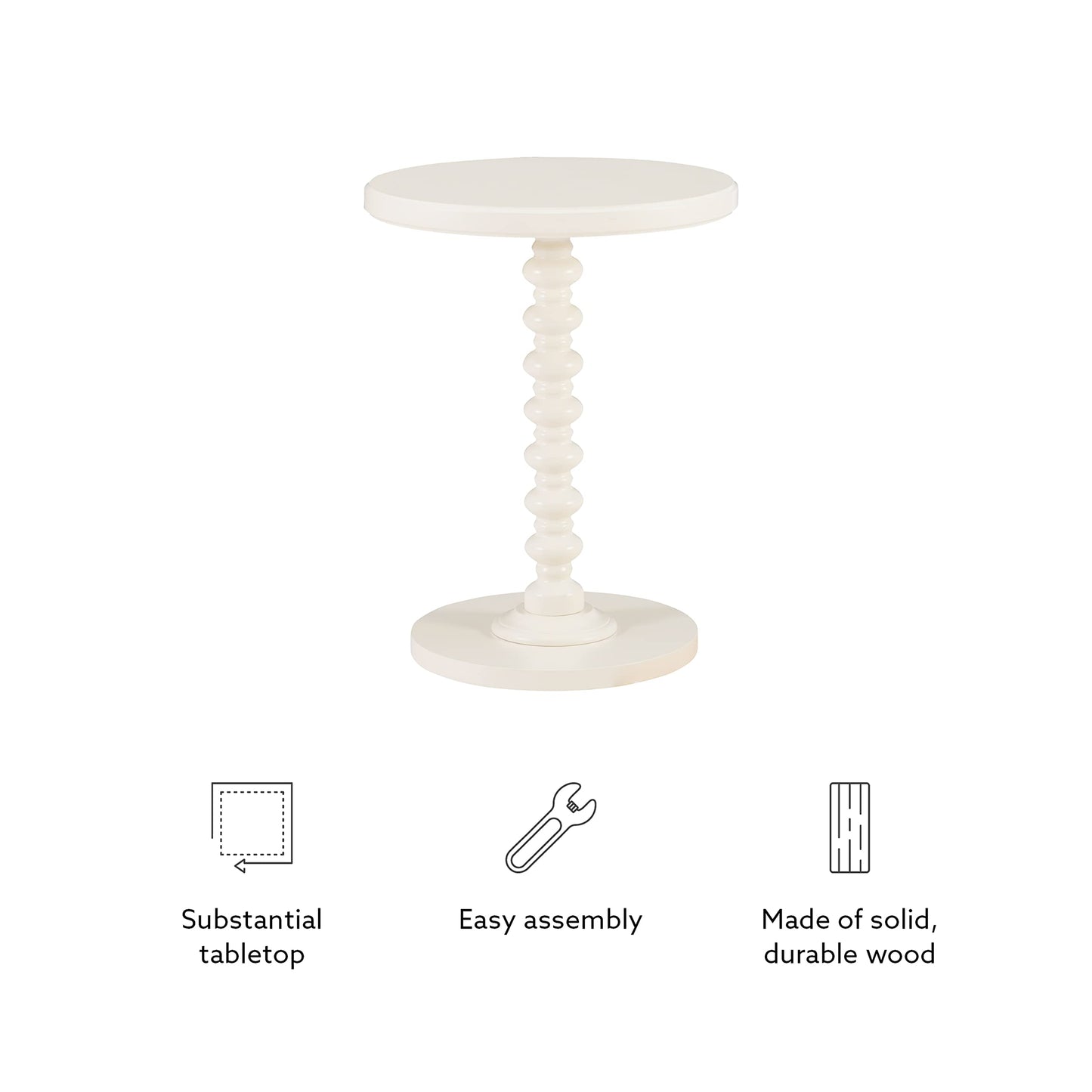 Powell Tarkin Round Off White Turned Spindle Pedestal Side Accent Table