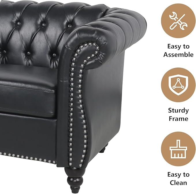 Mid-Century Sofa Chair, Faux Leather Accent Chair