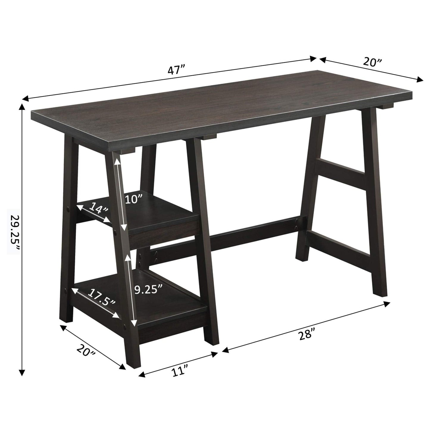 Convenience Concepts 090107ES Trestle Desk, Espresso