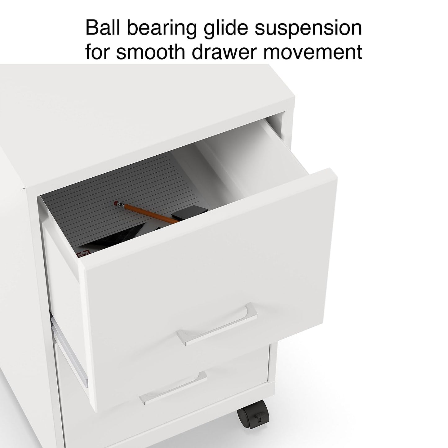 Staples 2-Drawer Vertical File Cabinet, Letter Size Documents, Lockable & Mobile, 18.9" D x 14.3" W x 26.3" H, White