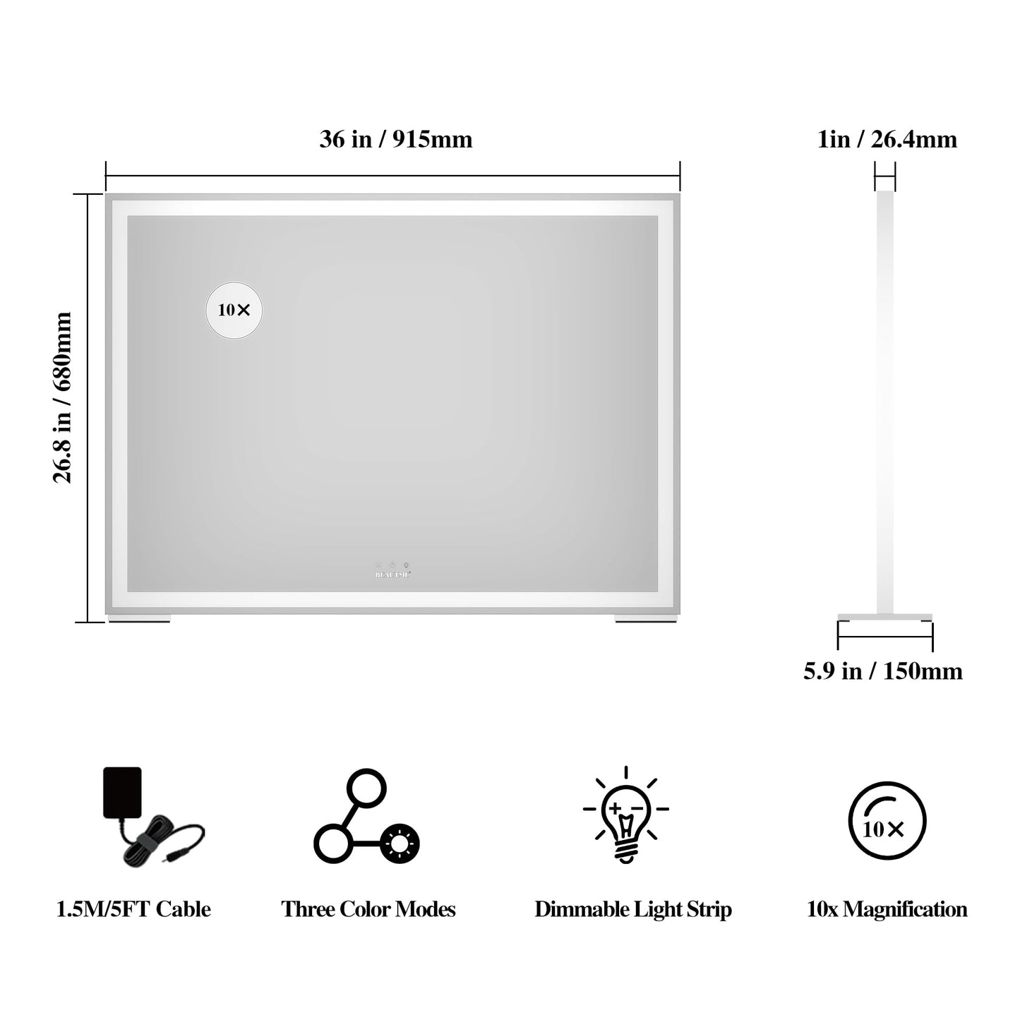 BEAUTME Vanity Mirror with Lights for Tabletop,Hollywood Lighted Makeup Mirror for Dressing Room & Bedroom,Big Desk Mirror Vanity (920×150×680mm)
