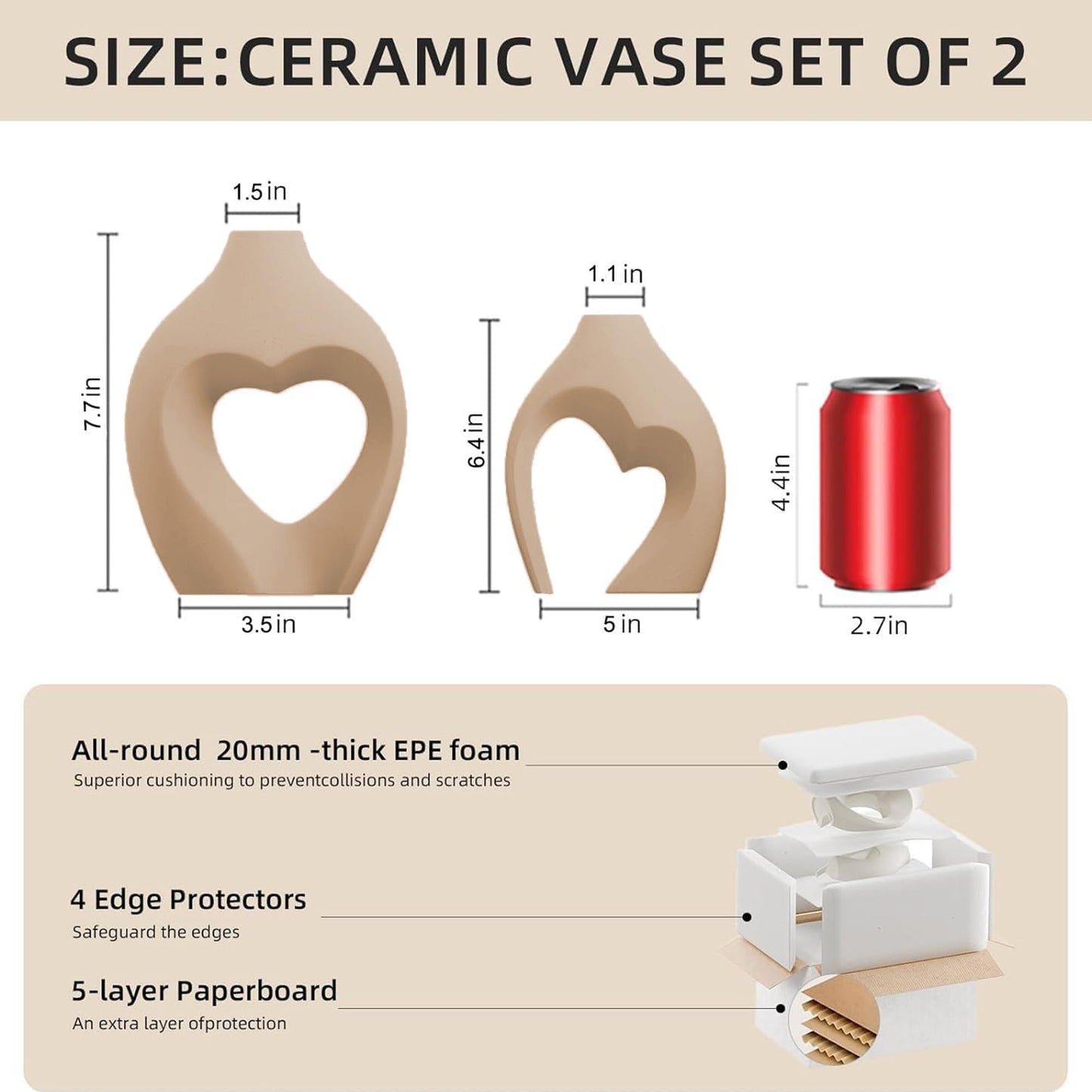 Ceramic Flower Vases Home Decor Heart Shaped Vase Set of 2