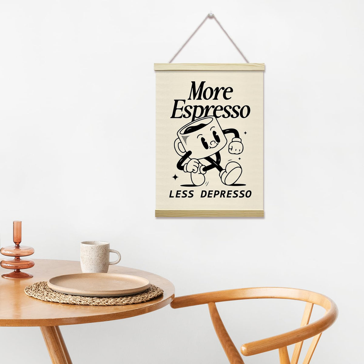 mermermu Retro Coffee Poster Hanger Frame, More Espresso Less Despresso Posters Canvas Wall Art for Cafe Office Kitchen Living Room Decor, 12x16 Inches -036