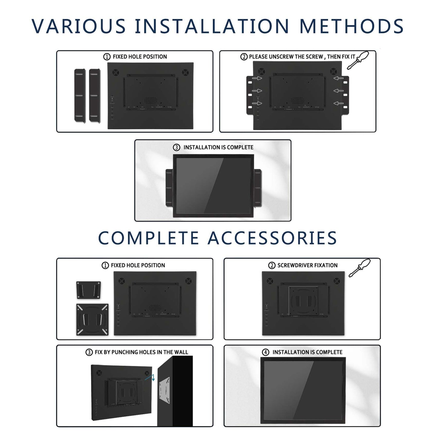 VSDISPLAY 15 Inch 1024x768 IPS LCD Monitor 4:3 Aspect Ratio Display with Metal Housing,Supports VGA/DVI Input,for Industrial/Gaming Extra Monitor