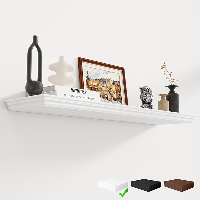 Fun Memories Floating Shelves 40 Inch Long, 9.3 Inch Deep Classic Crown Molding