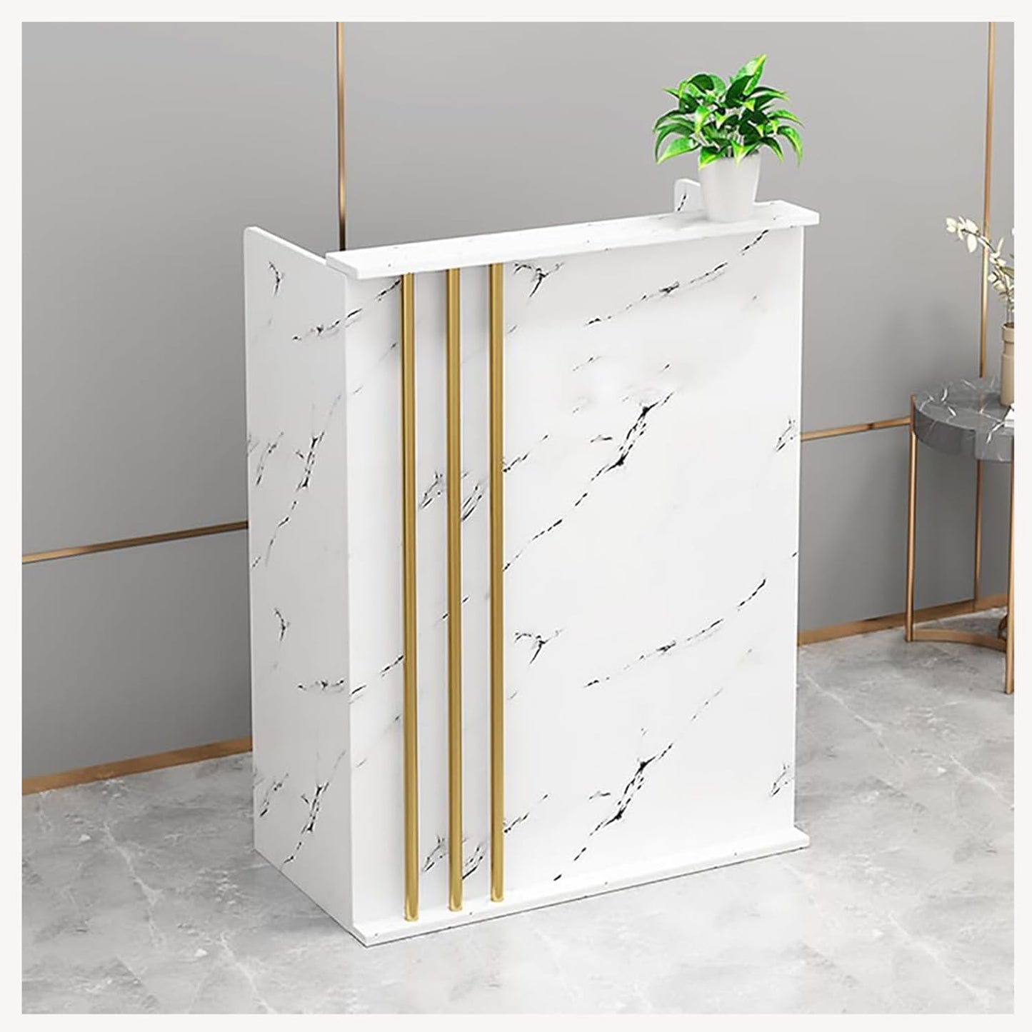 Modern Reception Desk with Lockable Drawers & Storage Cupboard, Modern Reception Desk for Retail with Lockable Drawer | Stylish Front Counter for Payment & Sales | Office Furniture Solution