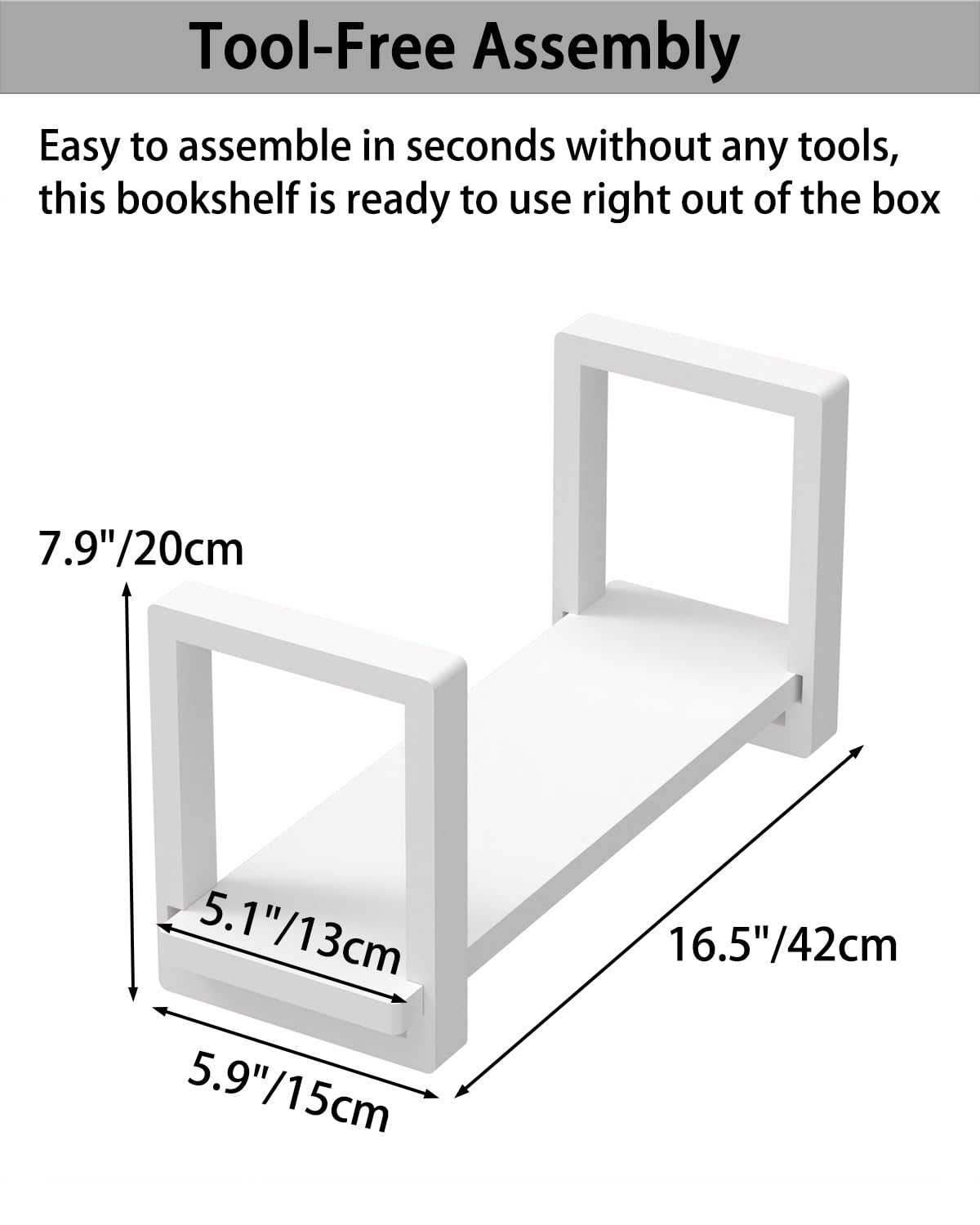 100% Solid Wood Adjustable Desktop Bookshelf, Retro Tabletop Bookshelf, Desk Shelf for Living Room, Home, Office, Perfect for Magazine, Books, Cookbooks, No Tools Required to Assemble (White)