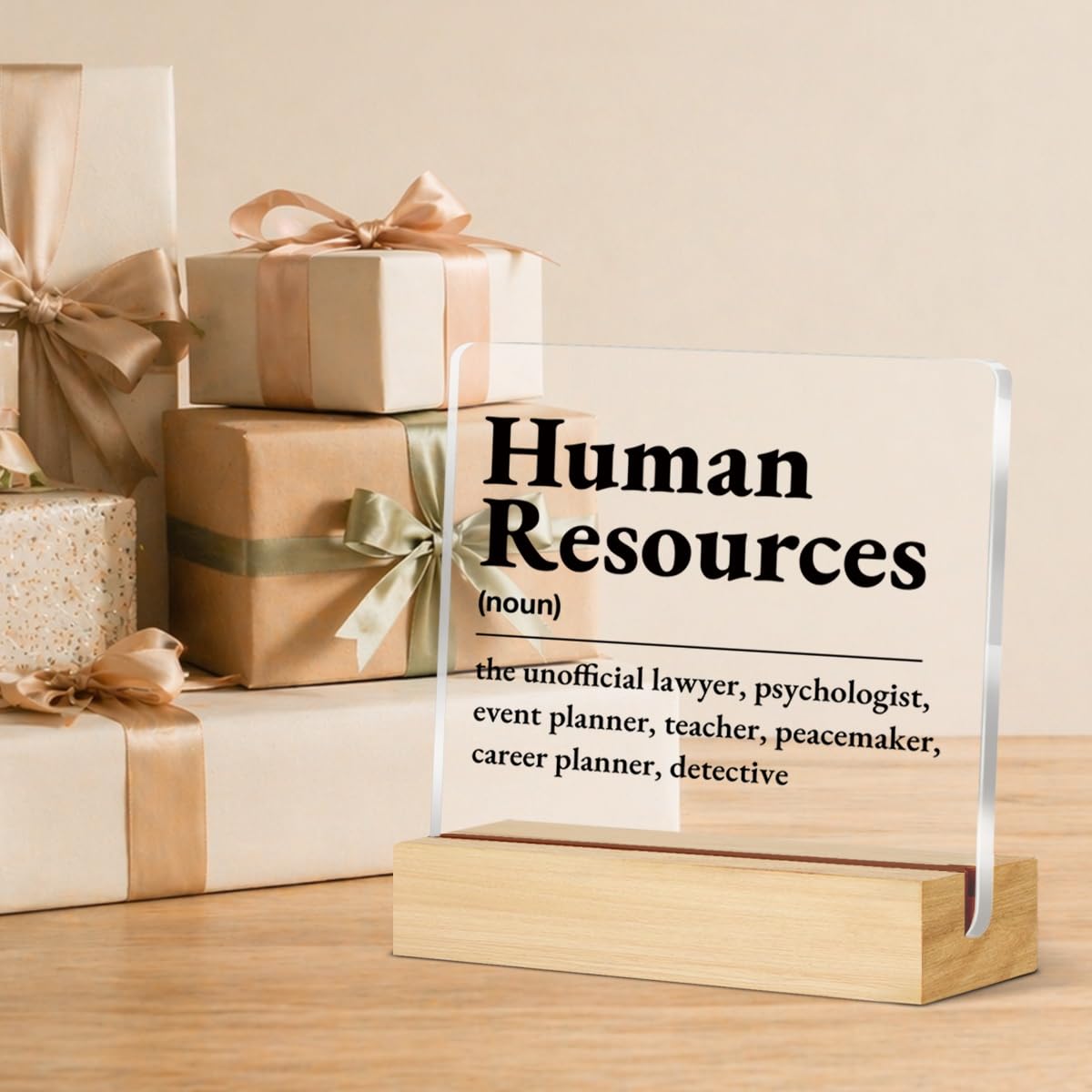 HR Appreciation Gifts for Men Women Coworkers, Funny Gifts for Manager Director Human Resources Definition Acrylic Desk Sign Office Decor