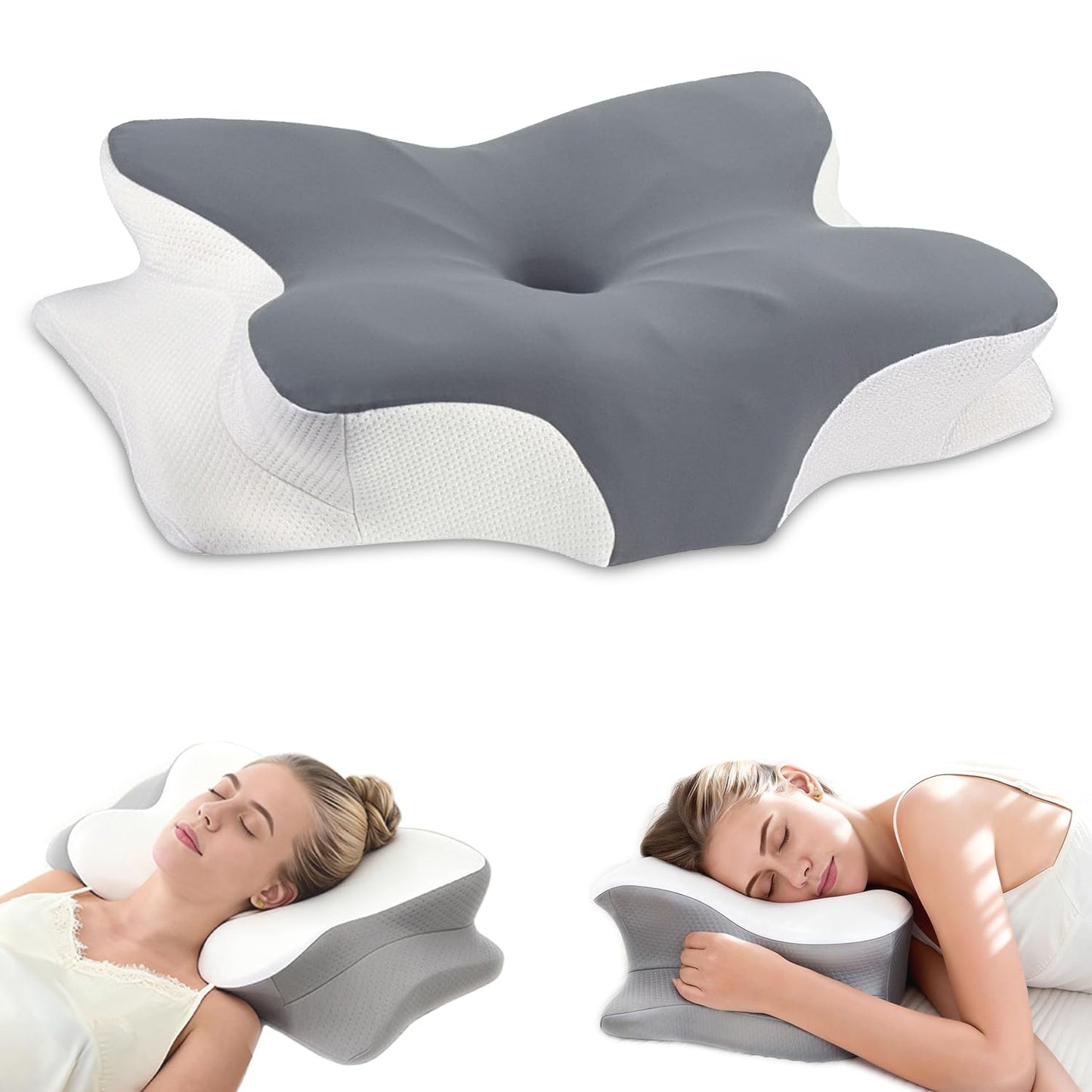Wave Support Cooling Pillow for Neck & Back Pain Relief, Odorless Ergonomic Butterfly Memory Foam Pillows, Orthopedic Bed Pillow for Side Back Stomach Sleeper， Help to relieve pain and improve sleep