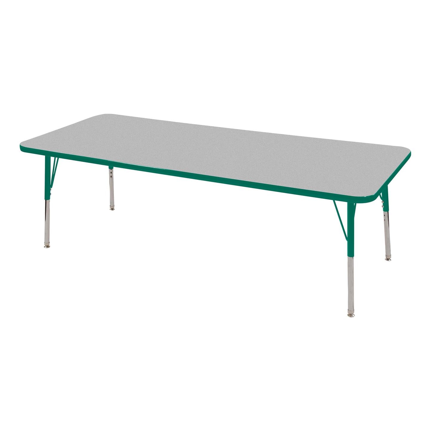 Norwood Commercial Furniture Adjustable Height Classroom Activity Table for Kids & Adults, Rectangular Activity Table for School and Home, Gray Nebula/Green, 24" W x 48" L