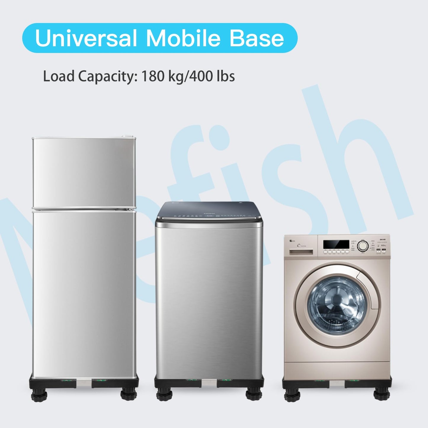 Nefish Mini Fridge Stand Universal Raised Base Adjustable Refrigerator Stands with 4 Strong Feet Washing Machine Pedestal Multi-Functional Bases for Dryer (Black)