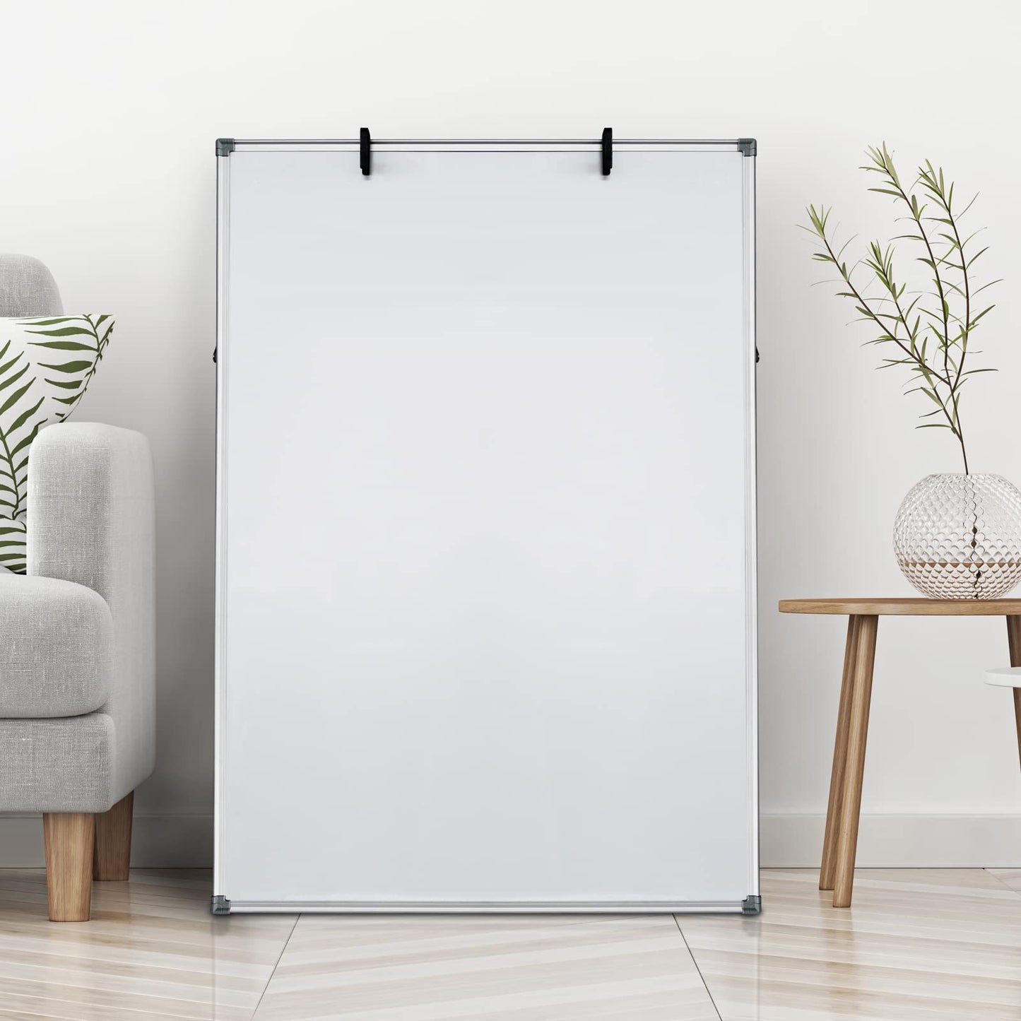 JILoffice Dry Erase Board, Magnetic White Board 36 X 24 Inch, Double Sided Whiteboard Easel, Silver Aluminum Frame with Two Flipchart Hooks for Office Home and School