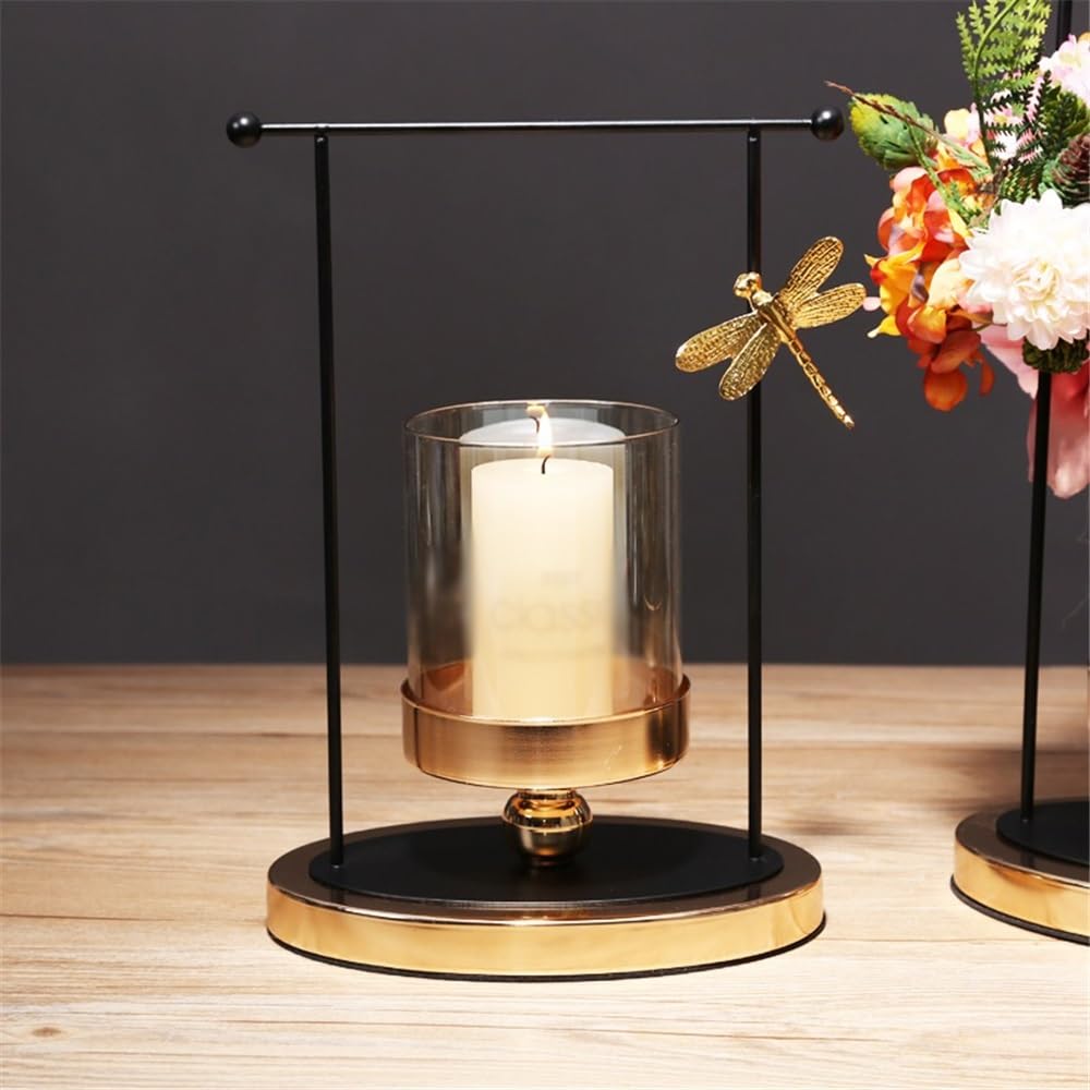 cfycfy987 Candelabra Luxury Glass Candlestick Living Room Dining Table Home Decoration Metal Candle Holder Candle Sticks Holder(Large)