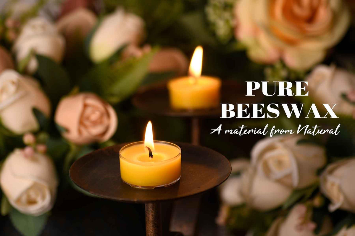 Natural Yellow Beeswax Tealight Candles - 12pcs - Organic Candle Natural Scent Smokeless Clean Burning
