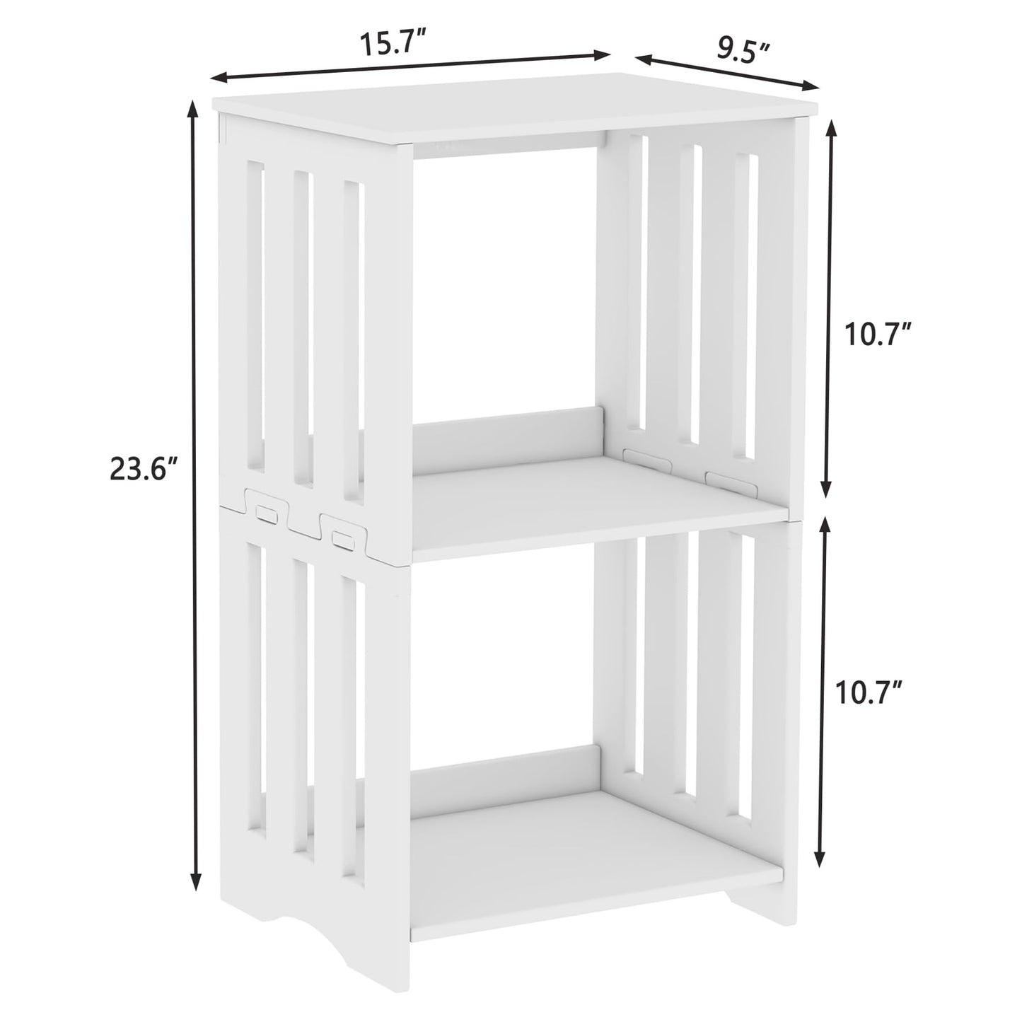 HAYOFAMY 3-Tier End Table Night Stand Set of 2, White Side Table Small Bookshelf Bedside Table for Bedroom, Living Room, Office, Bathroom