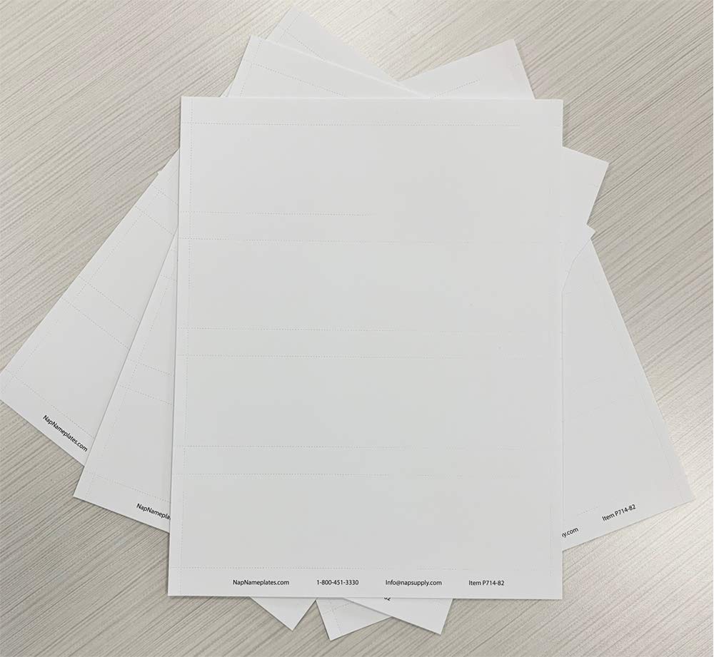 Nap Nameplates White Printable Perforated Name Plate Paper 2 x 8 – Nap Industrial Group Name Plates, 5 Sheets (20 Inserts), Printing Instructions Included