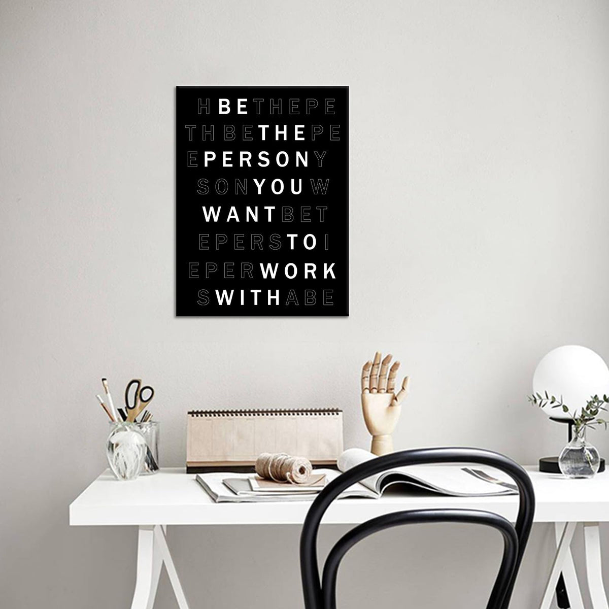 YSPCSUN Inspirational Poster for Office Canvas Wall Art, Be the Person You Want to Work With Quote Print for Home Office Dorm Classroom, Single Panel Wall Decor 24x18inch