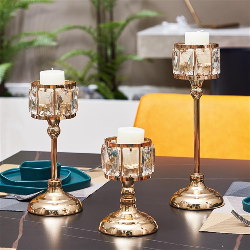 cfycfy987 Candelabra 3 Pcs Simple Iron Glass Candlestick Modern Table Decoration Ornaments Candle Holder Gift Candle Sticks Holder(Silver)