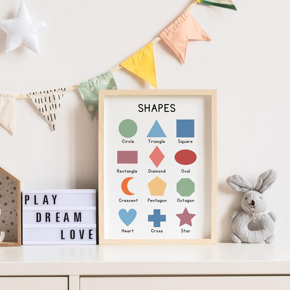 WINDVALE Educational Posters – Learning Posters for Toddlers, Preschool & Kindergarten – 6 Classroom Prints with Alphabet, Numbers, Colours, Days, Months & Shapes – Nursery & Homeschool Wall Decor