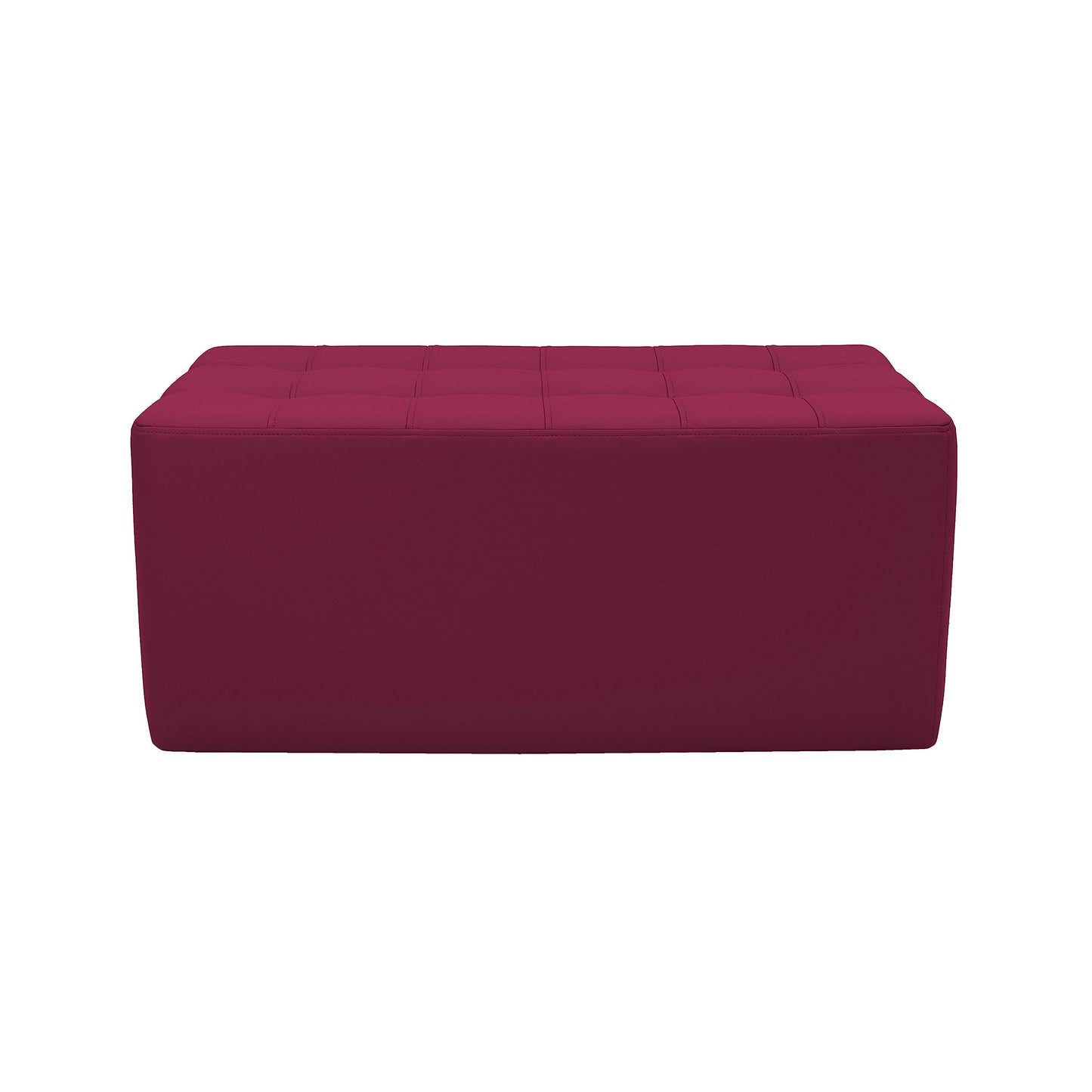 Factory Direct Partners Tufted Rectangle Accent Ottoman Bench Beautifully Upholstered Furniture for Modern Home, Office, Library or Waiting Area Seating, Footstool, Table Use - Raspberry, 14046-RS