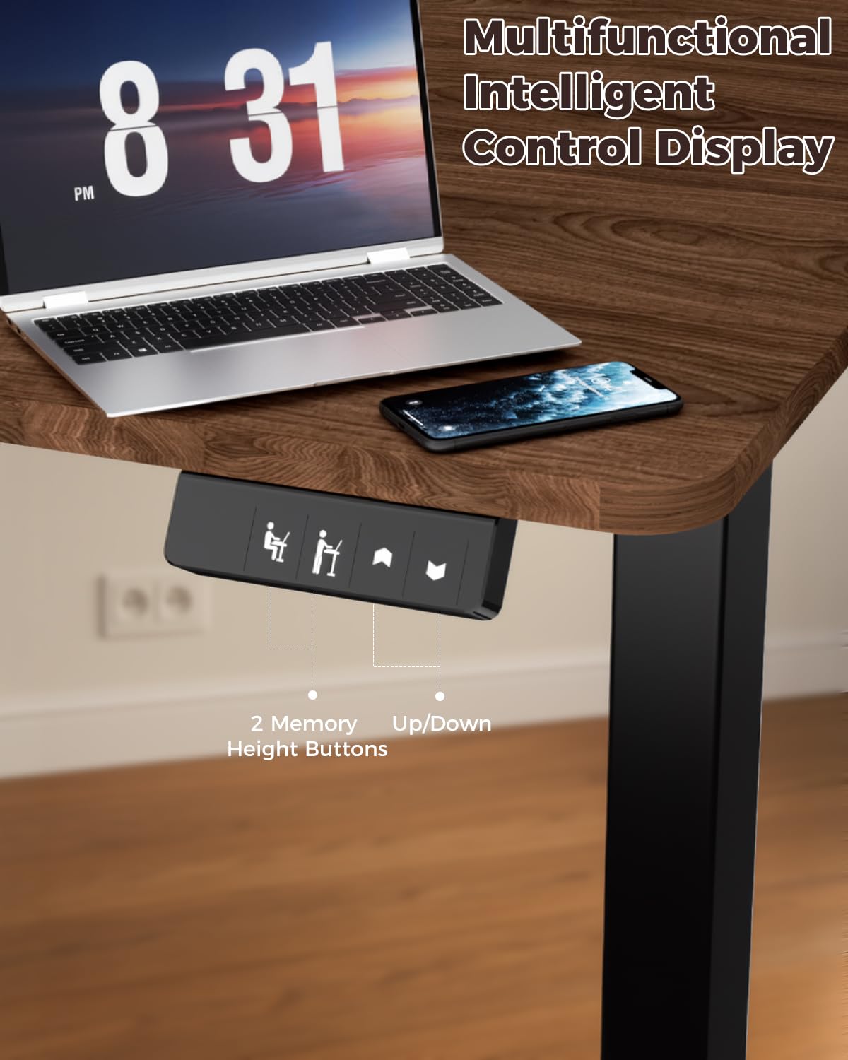 NEXT BEAUTY Electric Standing Desk 48" x 24", Height Adjustable 28"-46", Sit Stand Desk with Memory Presets, Smooth & Quiet Motor, Reinforced Frame, Easy Assembly, Ergonomic Home Office Desk