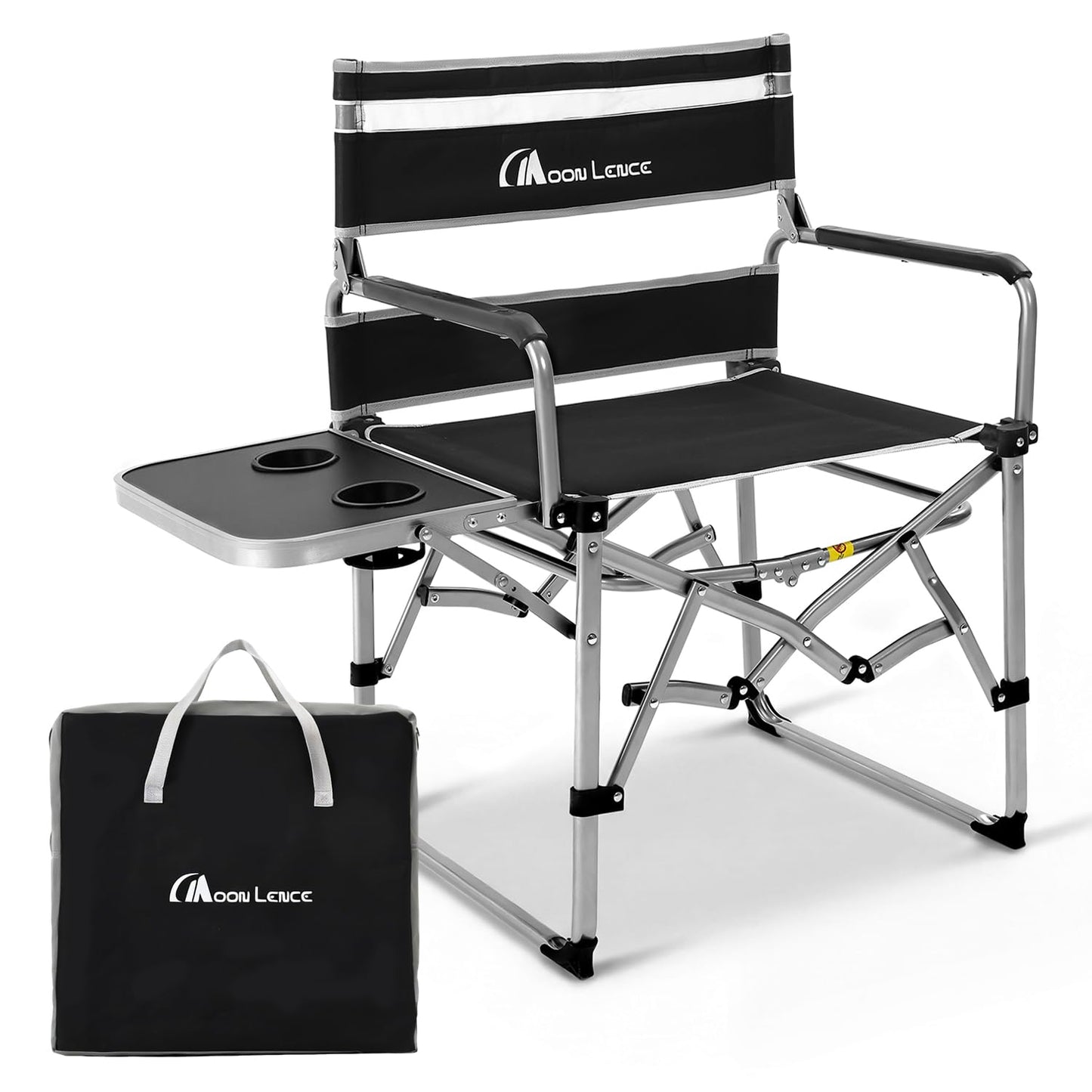 MOON LENCE Directors Camping Chair, Heavy Duty,Oversized Portable Folding Chair with Side Table for Beach, Fishing,Picnic,Lawn,Outdoor Event