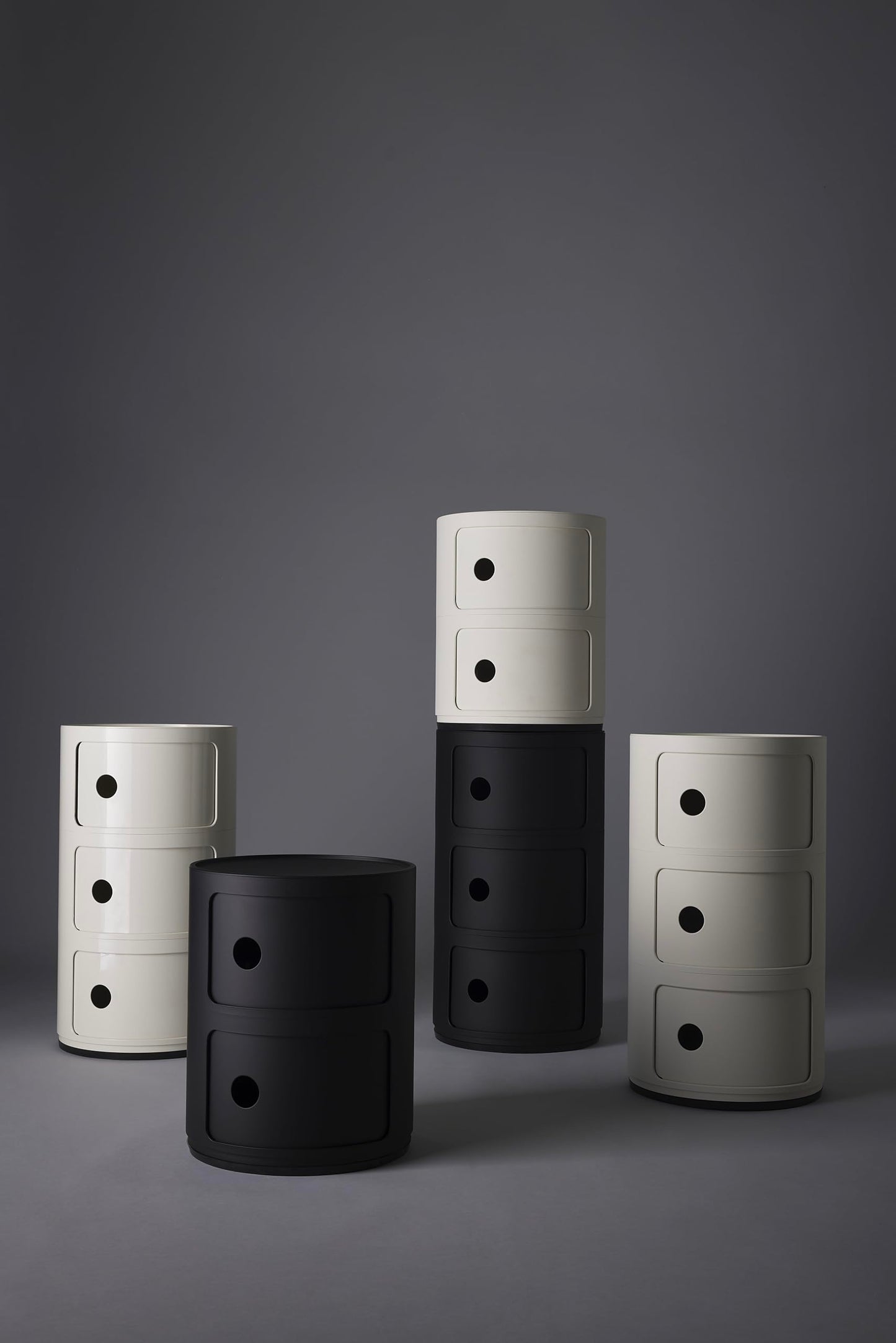 Kartell SFNT-K4986-09 Componibili 2 Storage Shelf, Diameter 12.6 x Height 15.7 inches (32 x 40 cm), Matte Black