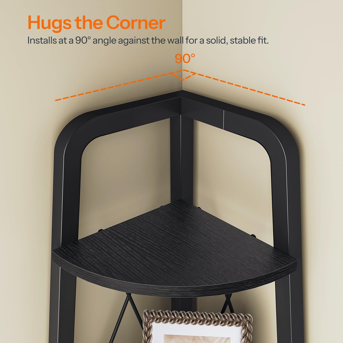 HOOBRO Corner Shelf, 3-Tier Corner Shelf Stand, 40" Tall Ladder Bookshelf, Industrial Corner Display Shelf Plant Stand for Living Room, Kitchen, Home Office, Black BB143CJ01