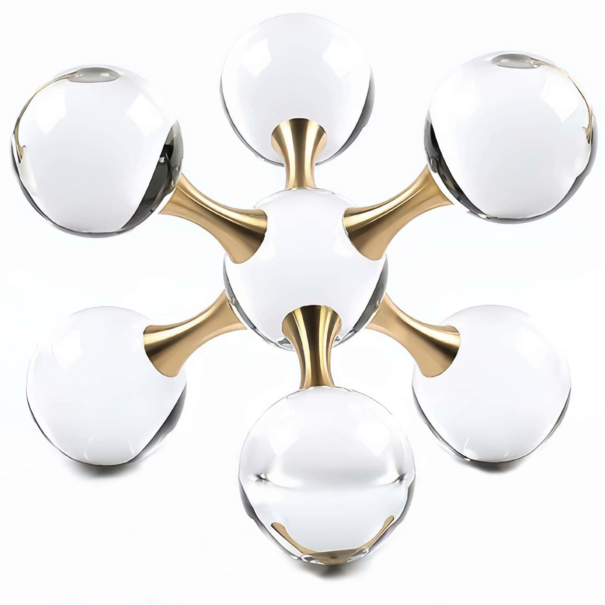 6.7 inch Transparent Golden Crystal Ball, Living Room Decor, Gold Modern Western House Decor Aesthetic, Home Decor Living Room, Office, Book Shelf, Bedroom, Desk, Fireplace, Coffee Table and More